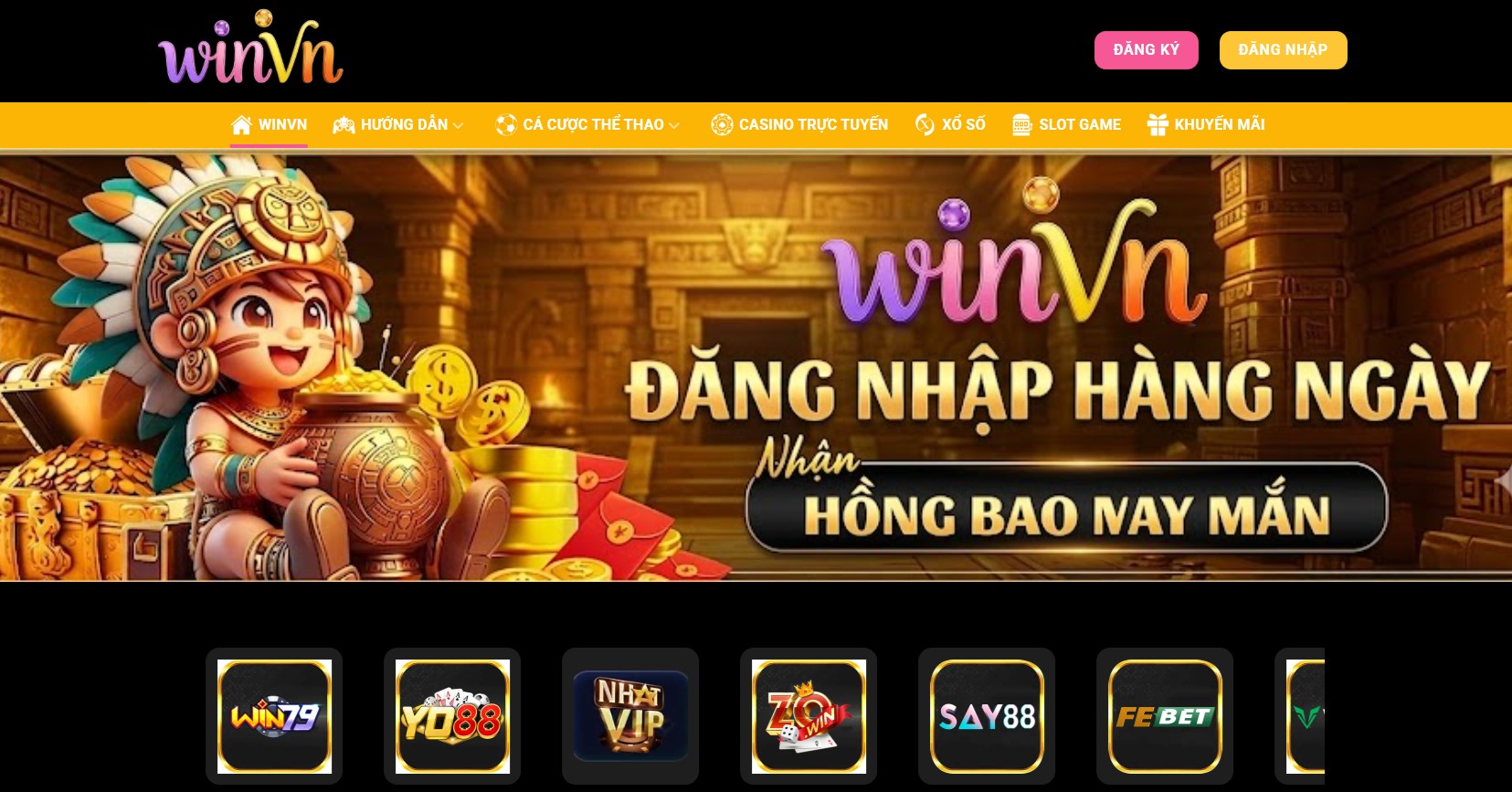 Banner trang chủ WINVN chính thức cung cấp ưu đãi nhận thưởng chào mừng 150% cho hội viên mới đăng ký trải nghiệm cá cược.